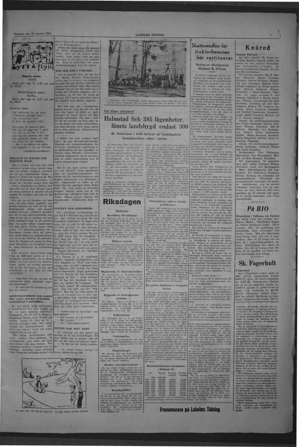 Laholms Tidning Tisdag 27 januari 1948, sida 5