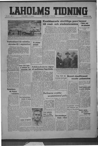 Förstasidan, Tisdag 27 juli 1948