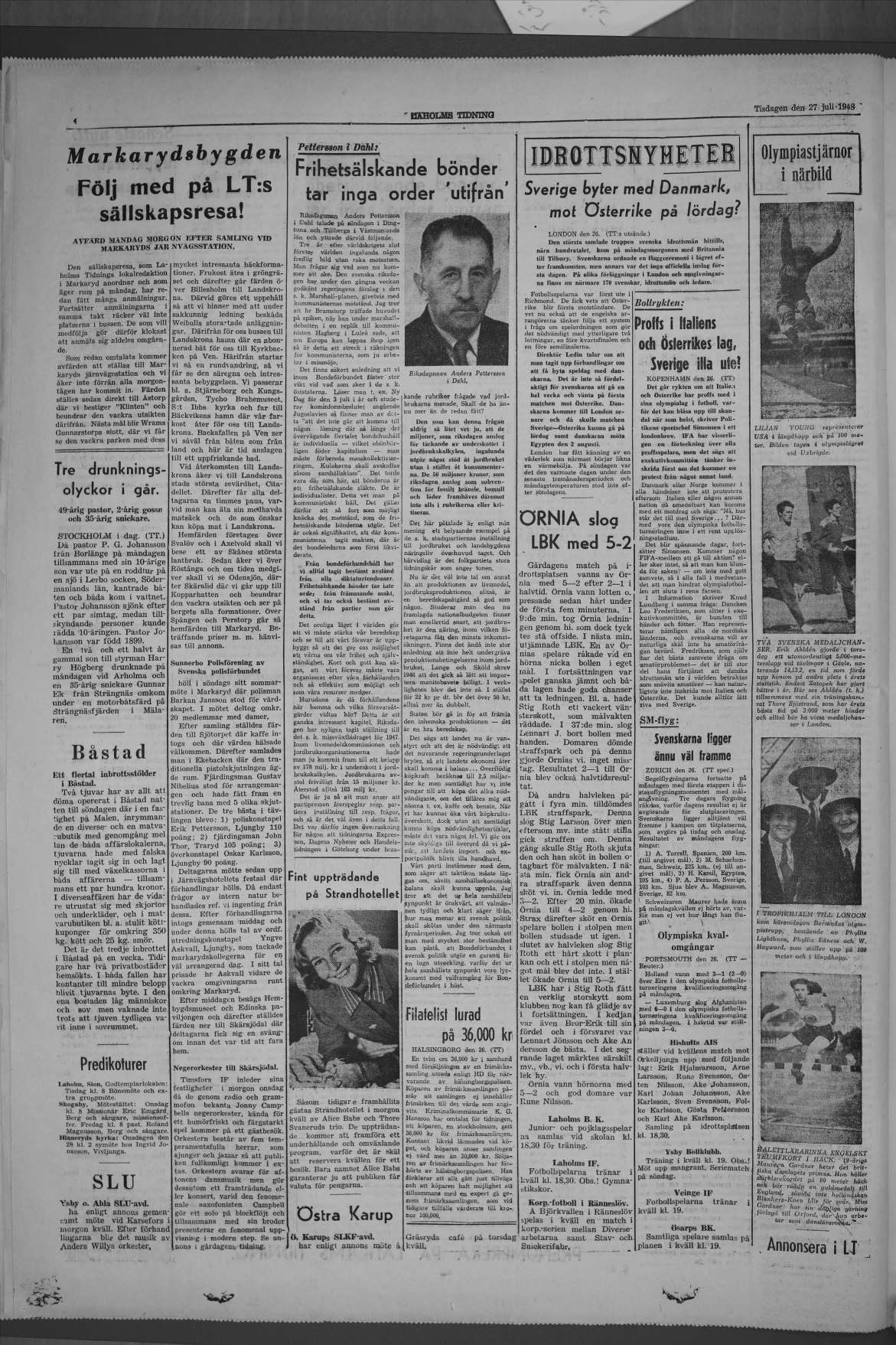Laholms Tidning Tisdag 27 juli 1948, sida 4