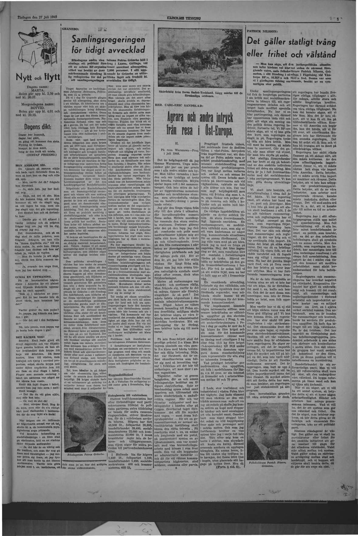 Laholms Tidning Tisdag 27 juli 1948, sida 5
