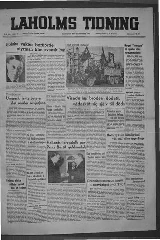 Förstasidan, Måndag 31 oktober 1949
