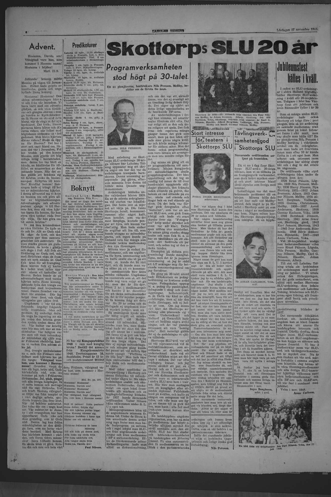 Laholms Tidning Lördag 27 november 1948, sida 6