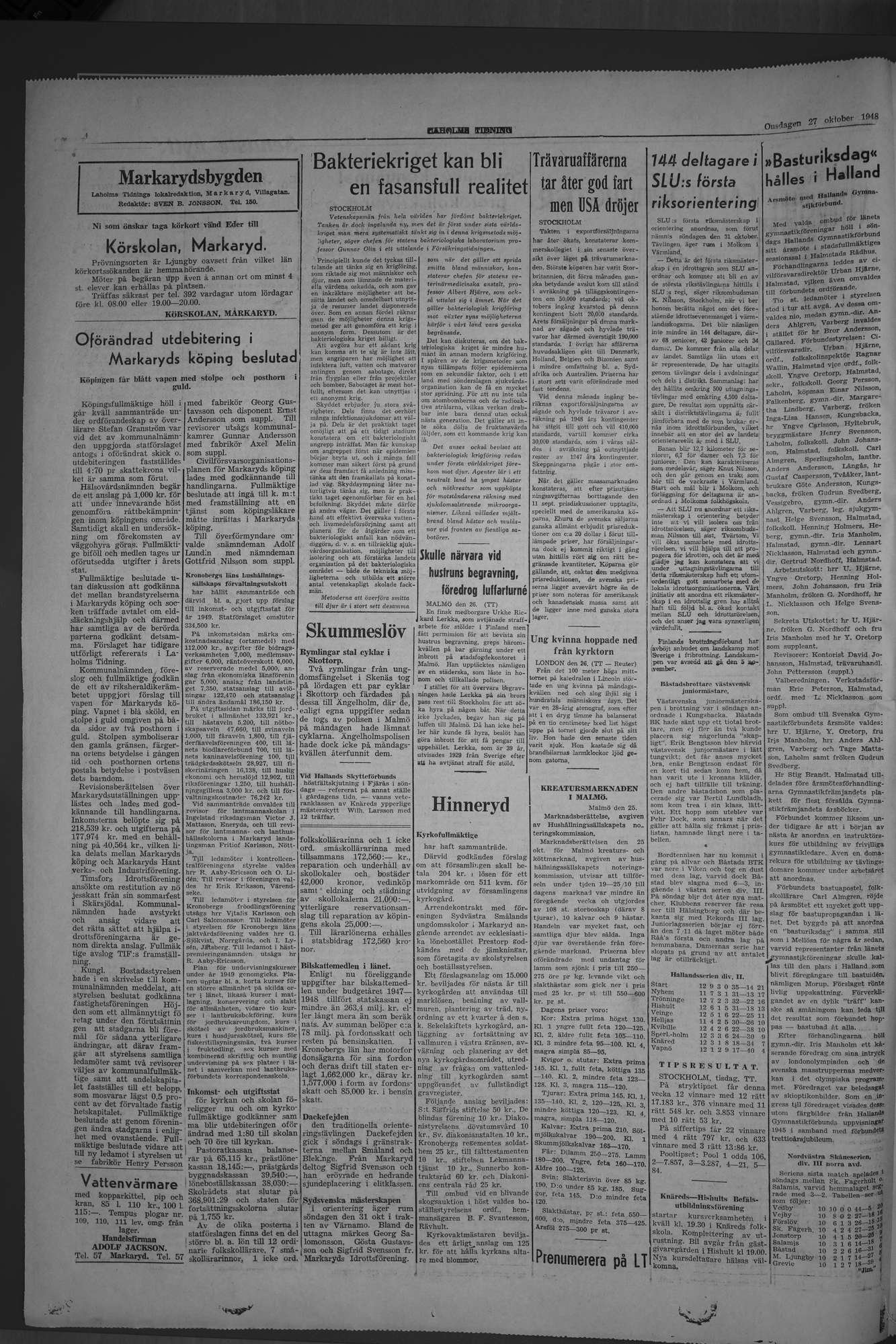 Laholms Tidning Onsdag 27 oktober 1948, sida 4