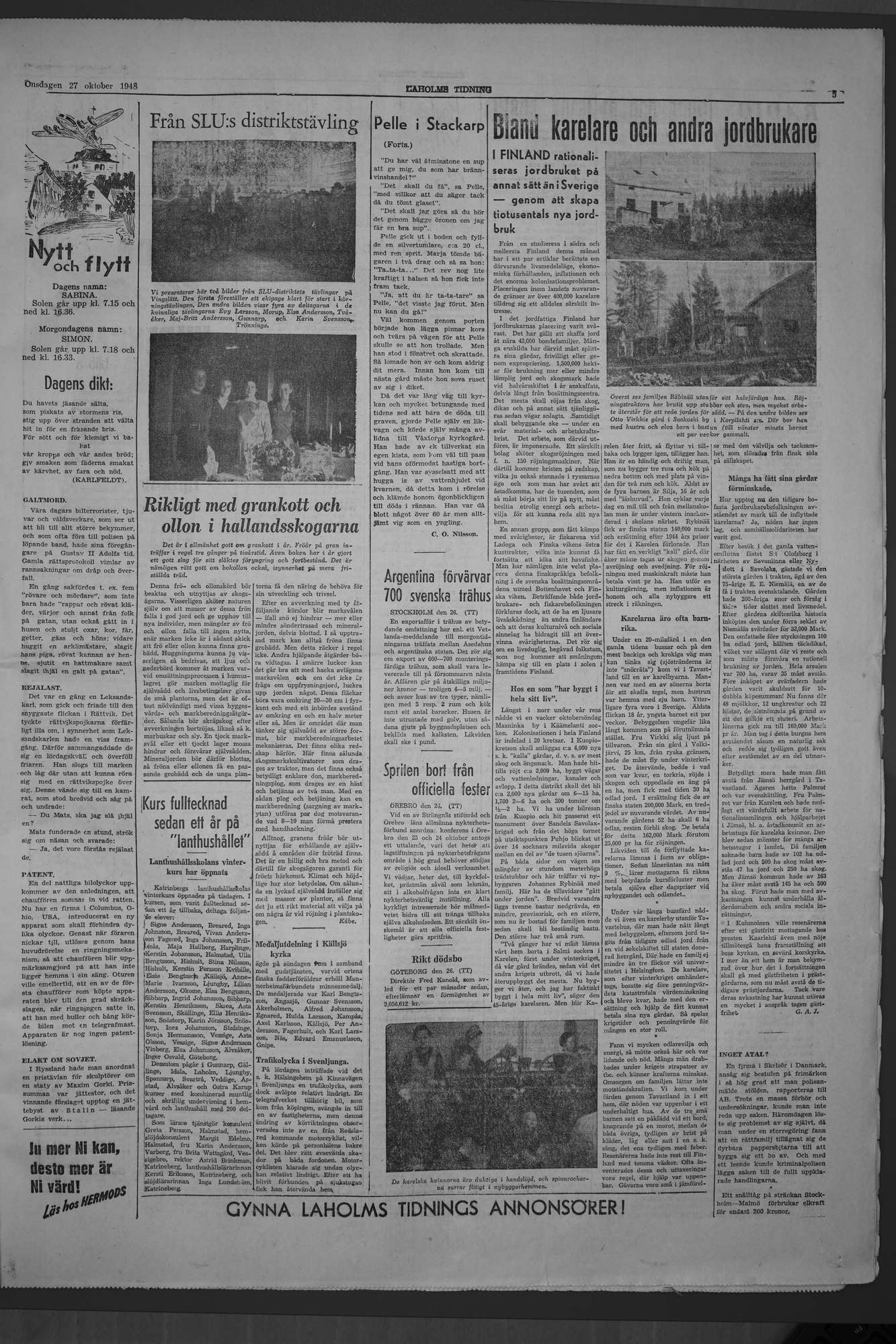 Laholms Tidning Onsdag 27 oktober 1948, sida 5
