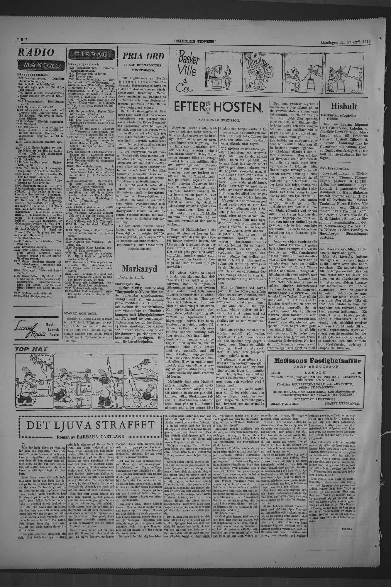 Laholms Tidning Måndag 27 september 1948, sida 6