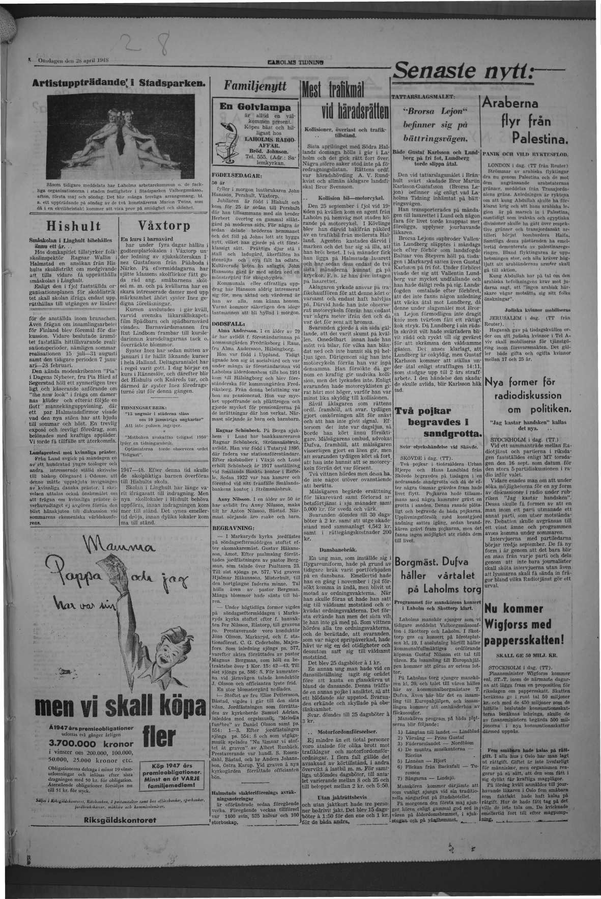 Laholms Tidning Onsdag 28 april 1948, sida 3