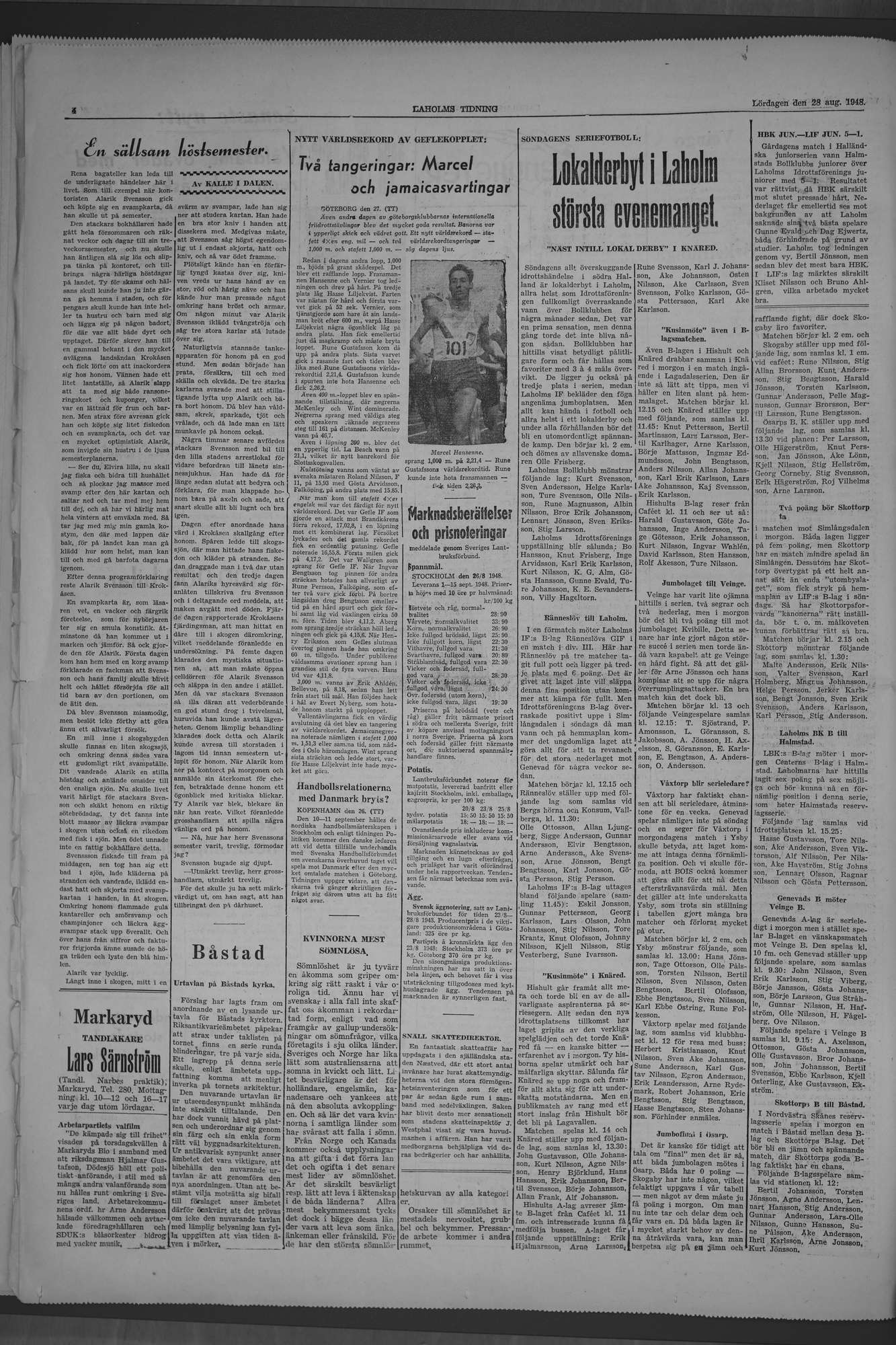 Laholms Tidning Lördag 28 augusti 1948, sida 4