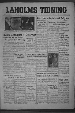 Förstasidan, Onsdag 28 januari 1948