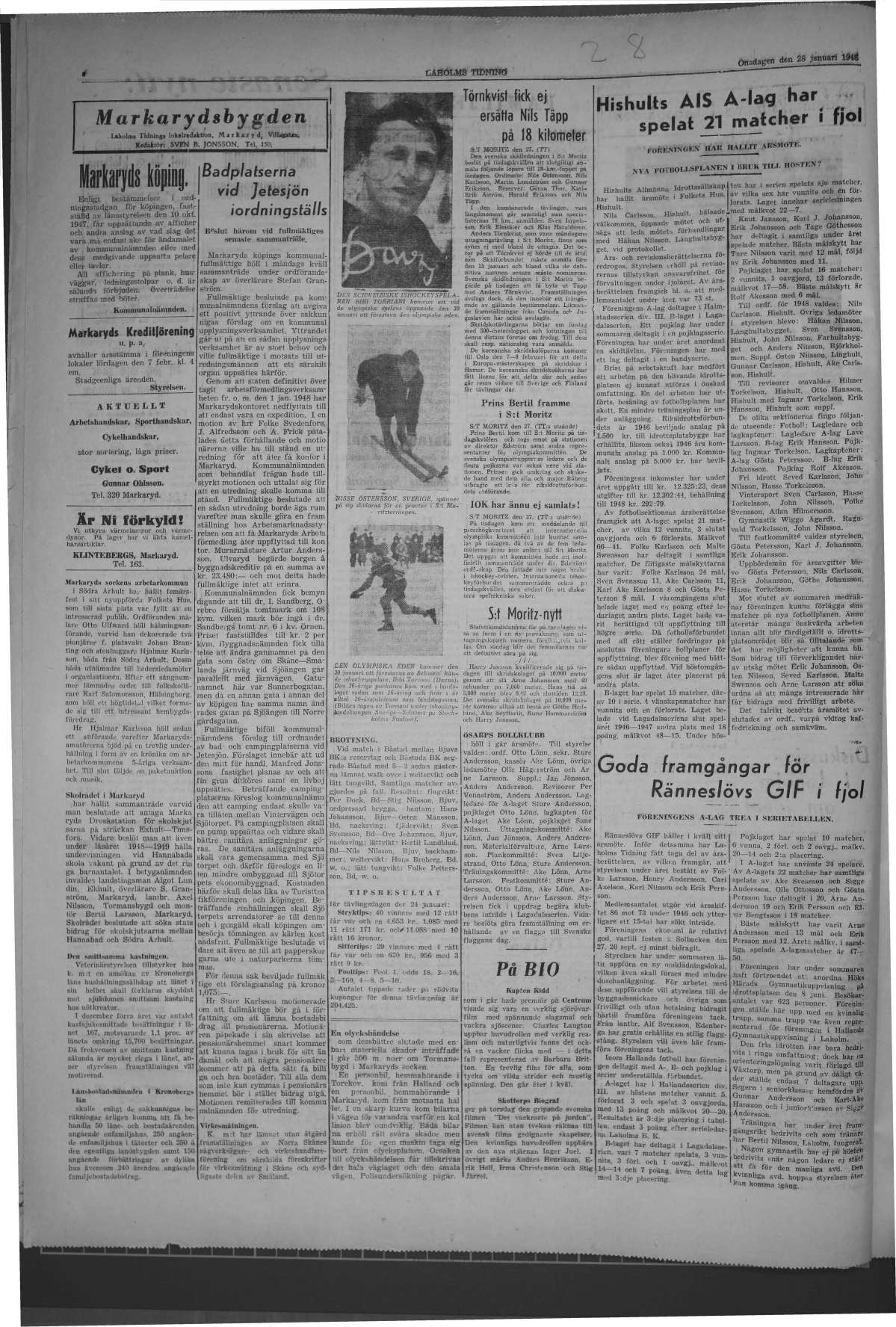 Laholms Tidning Onsdag 28 januari 1948, sida 4