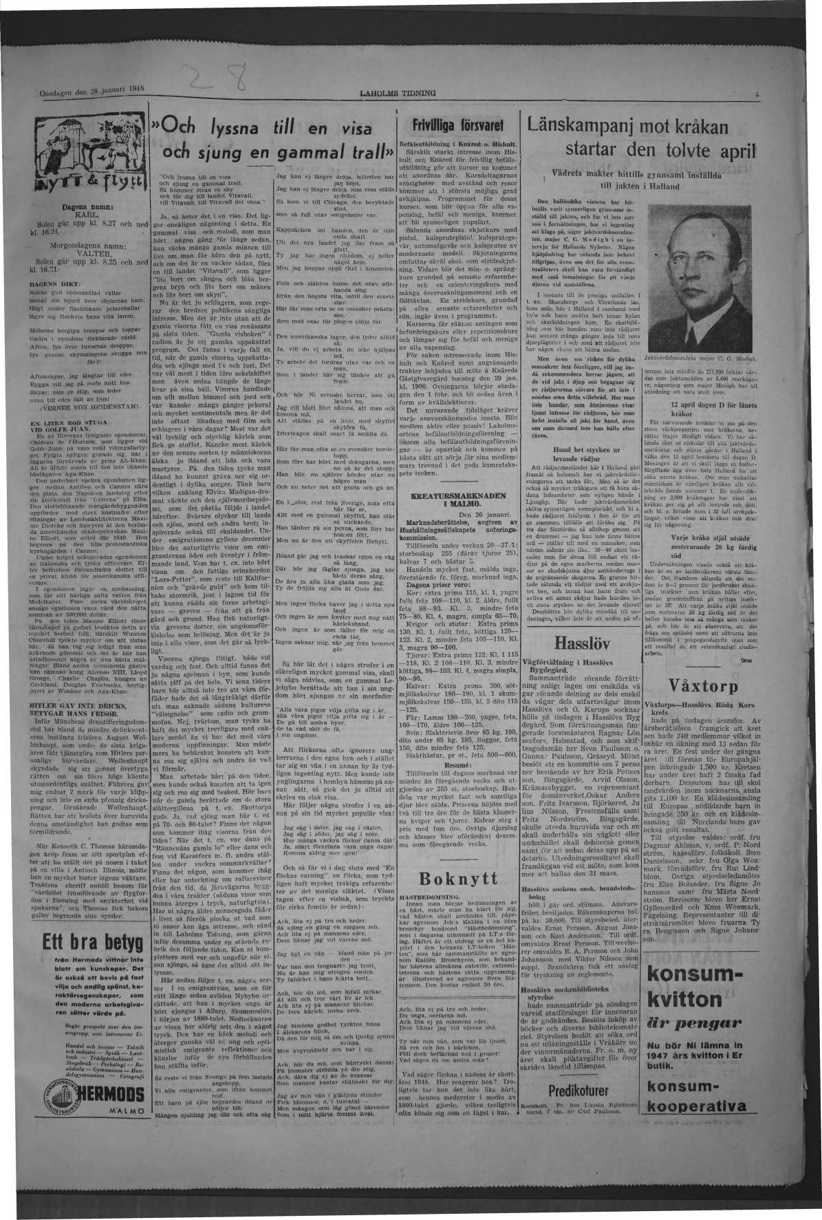 Laholms Tidning Onsdag 28 januari 1948, sida 5