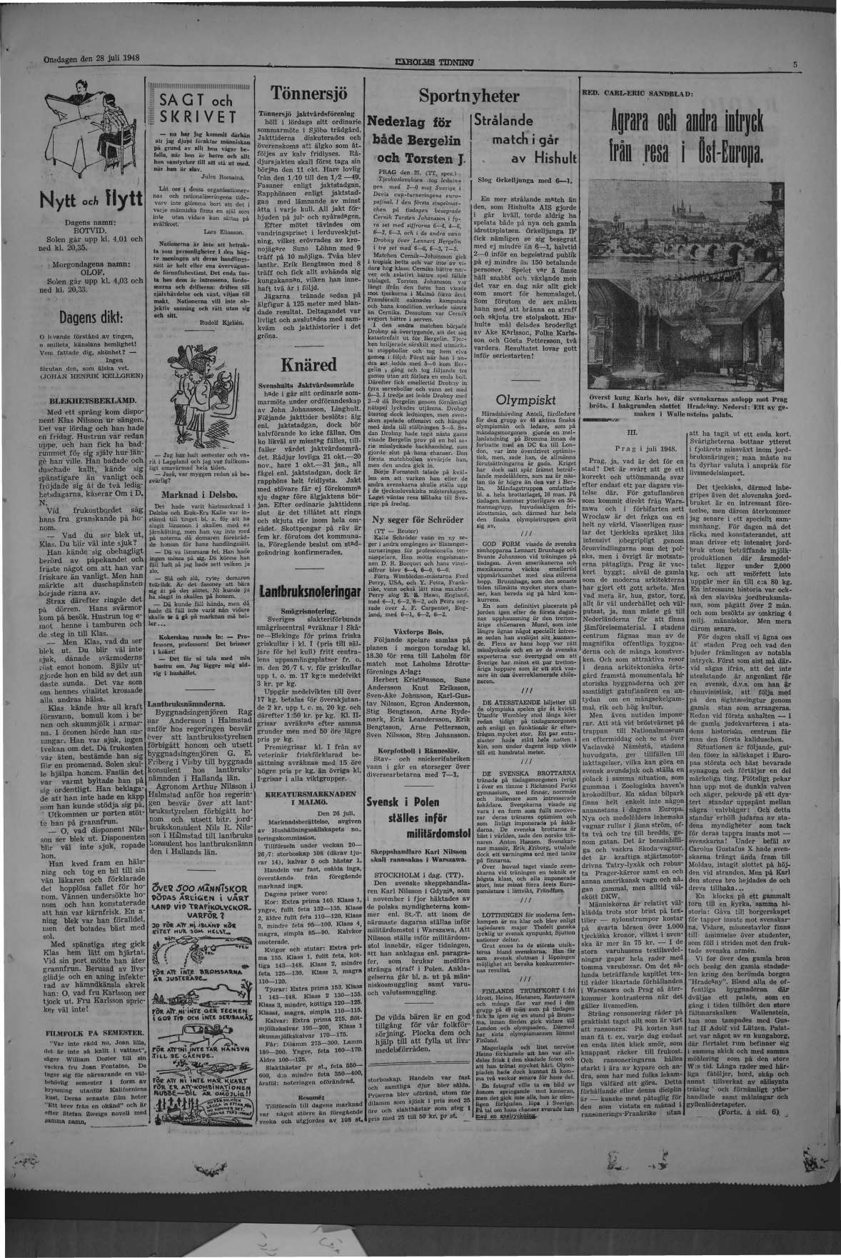 Laholms Tidning Onsdag 28 juli 1948, sida 5
