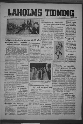 Förstasidan, Måndag 28 juni 1948
