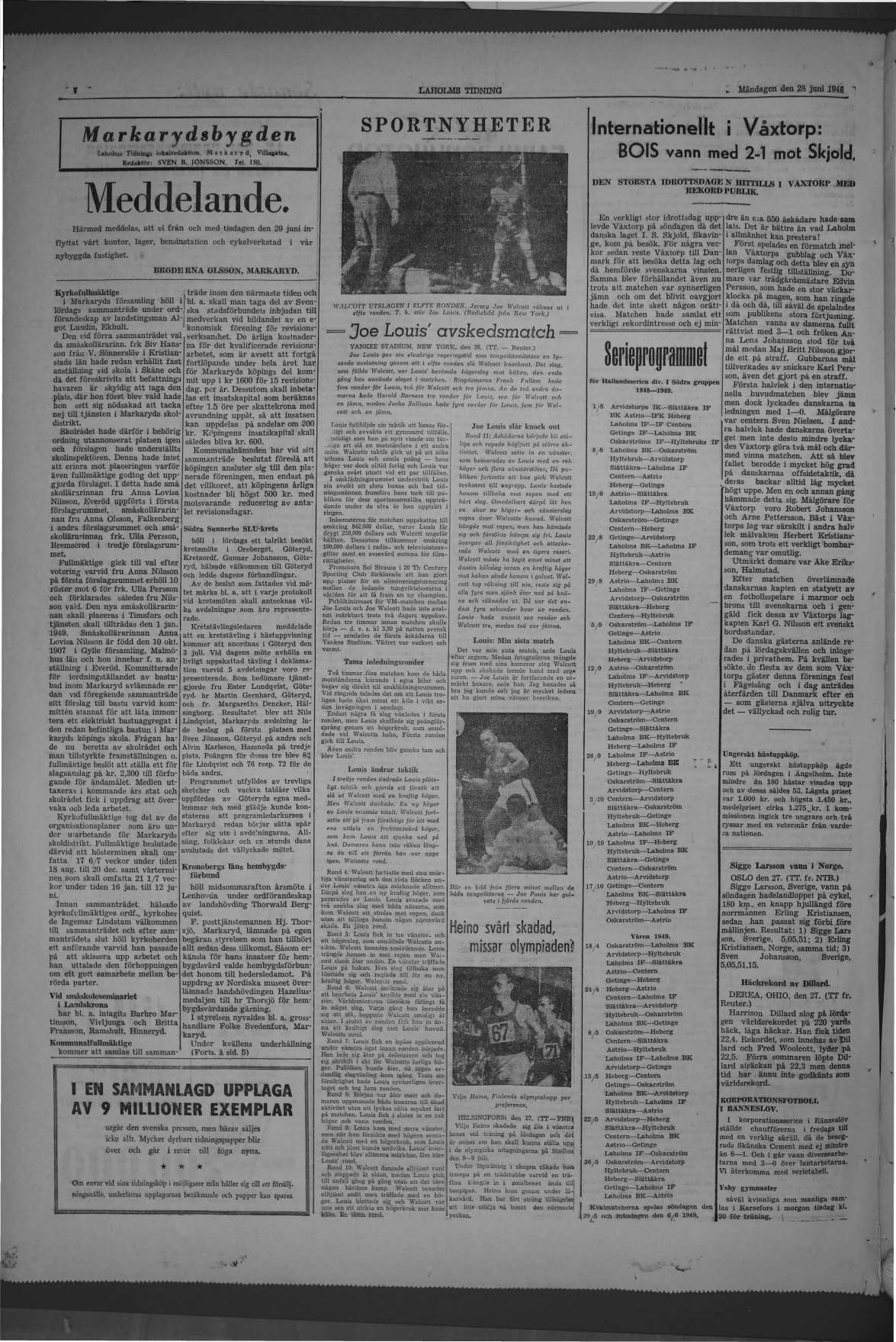 Laholms Tidning Måndag 28 juni 1948, sida 4