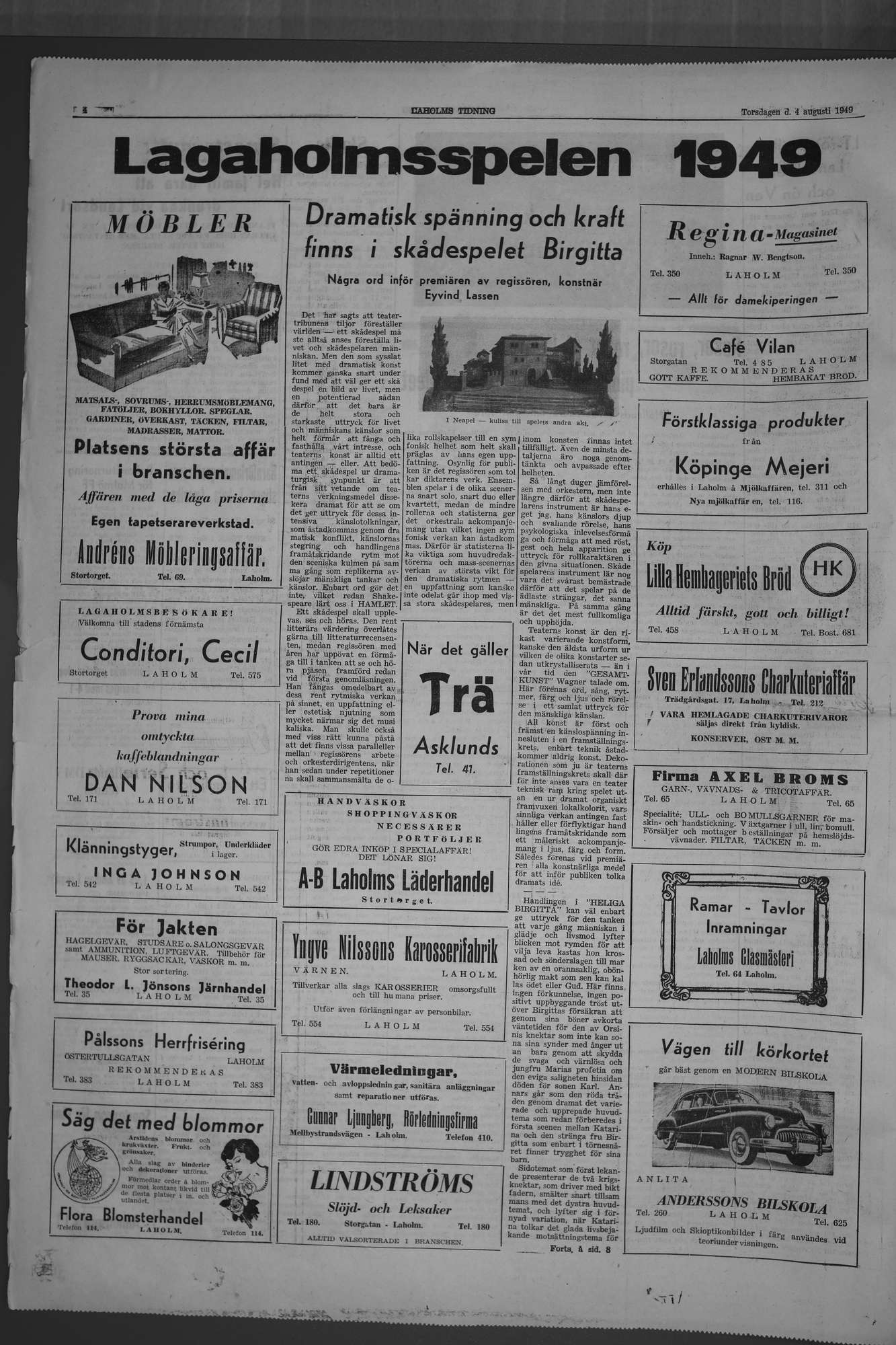 Laholms Tidning Torsdag 4 augusti 1949, sida 4