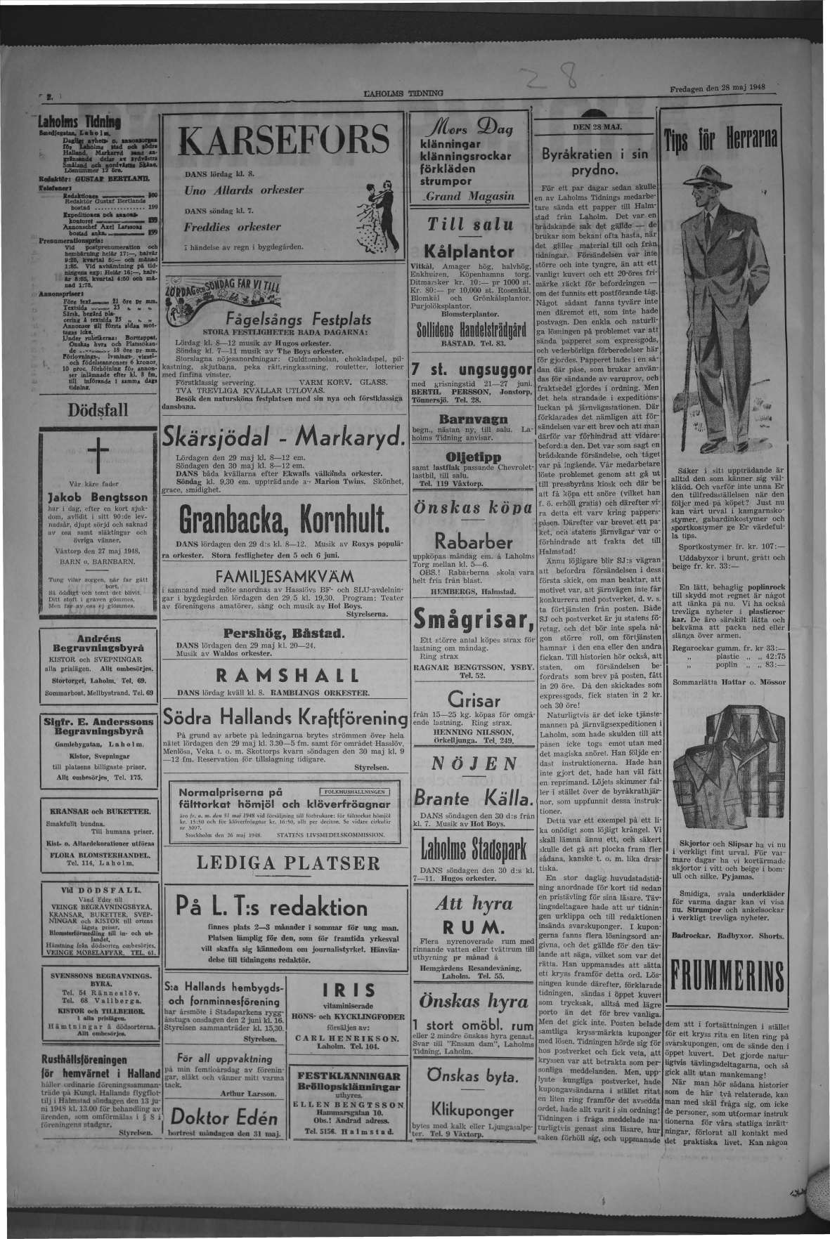 Laholms Tidning Fredag 28 maj 1948, sida 2