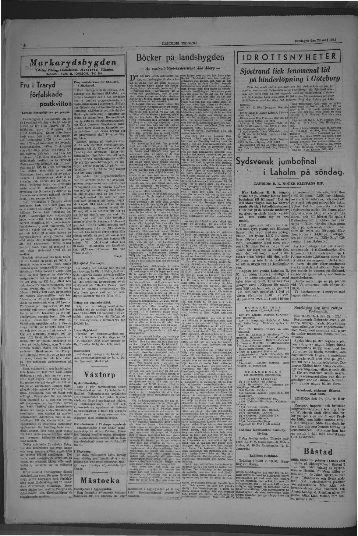 Laholms Tidning Fredag 28 maj 1948, sida 4