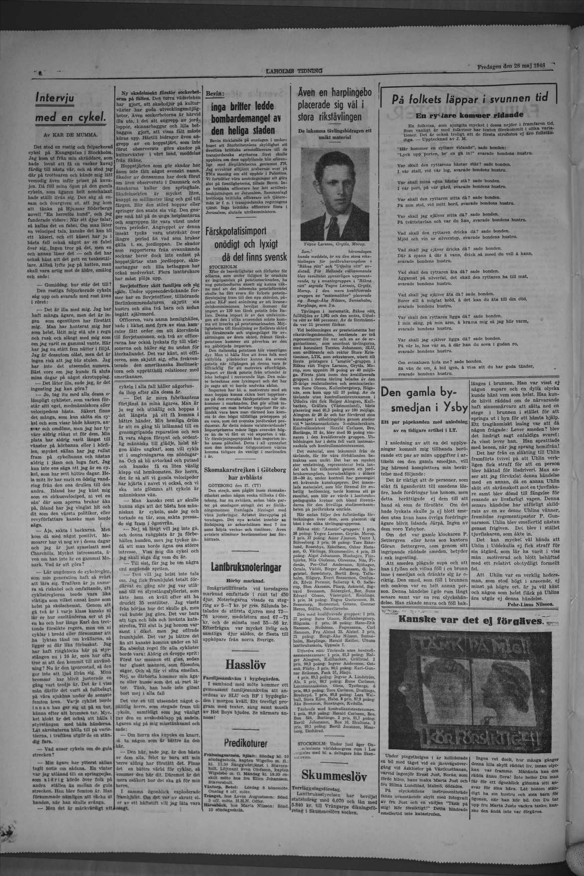 Laholms Tidning Fredag 28 maj 1948, sida 6