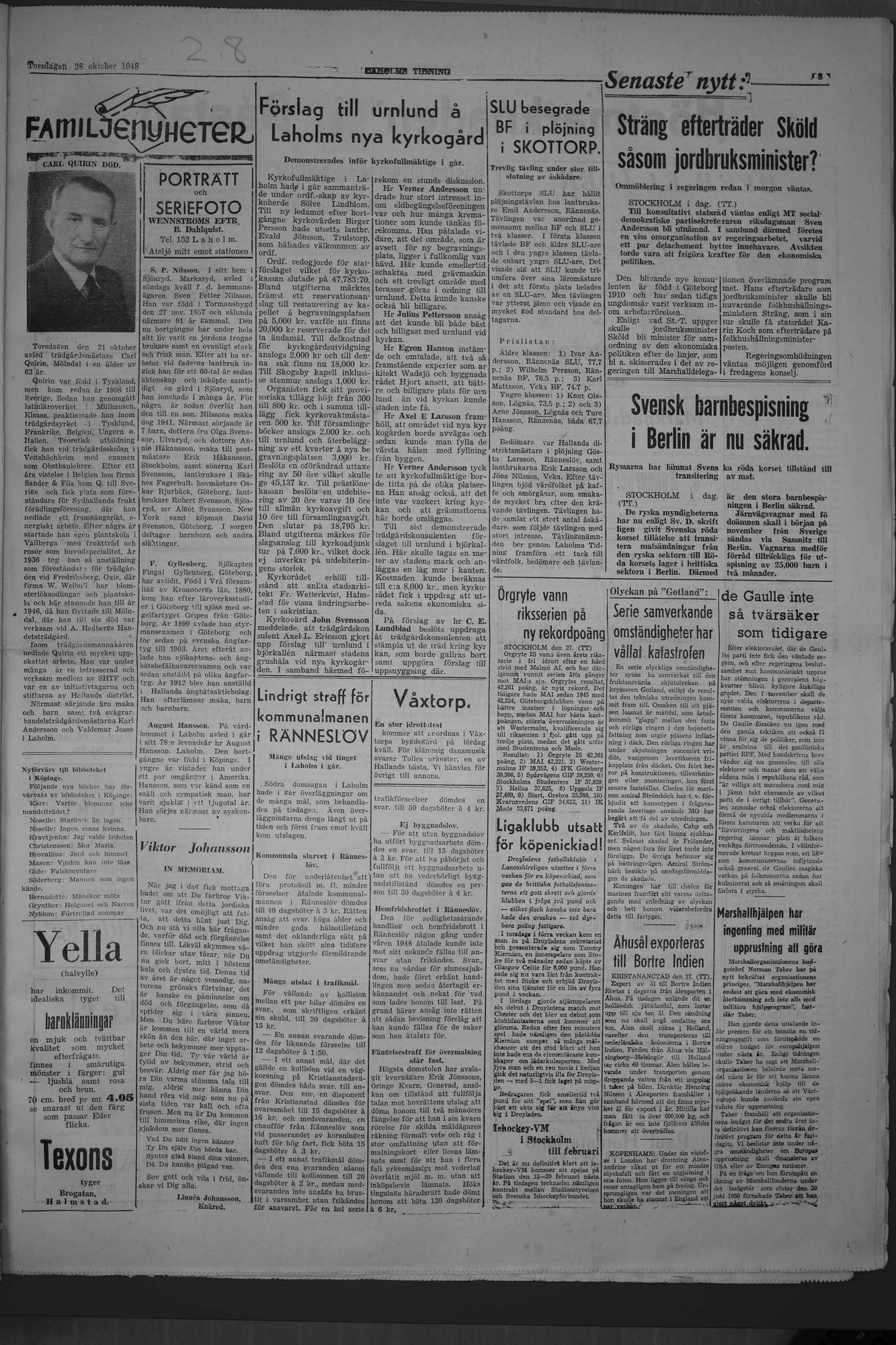Laholms Tidning Torsdag 28 oktober 1948, sida 3