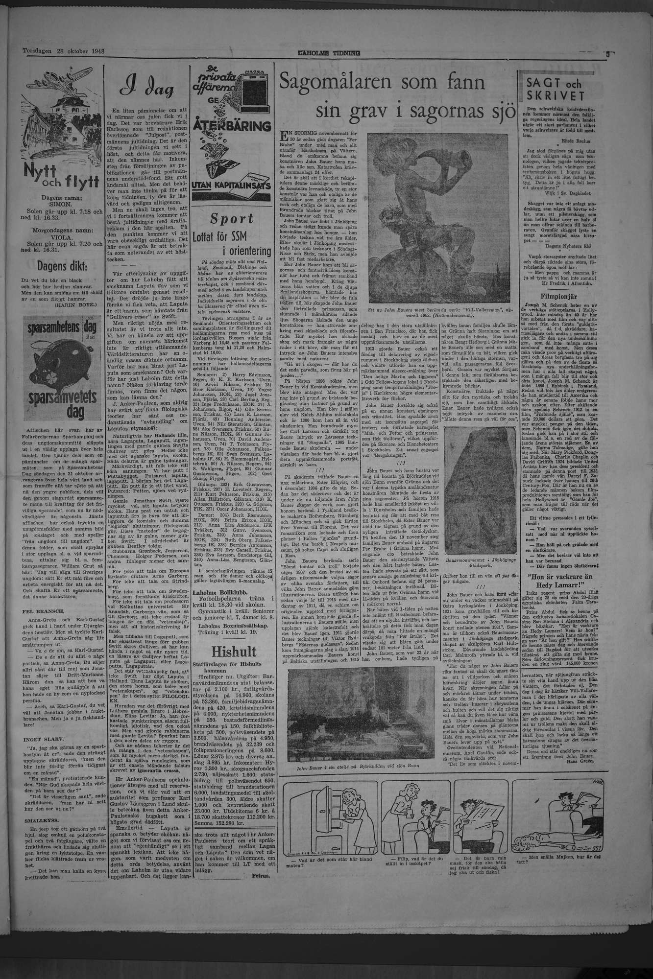 Laholms Tidning Torsdag 28 oktober 1948, sida 5
