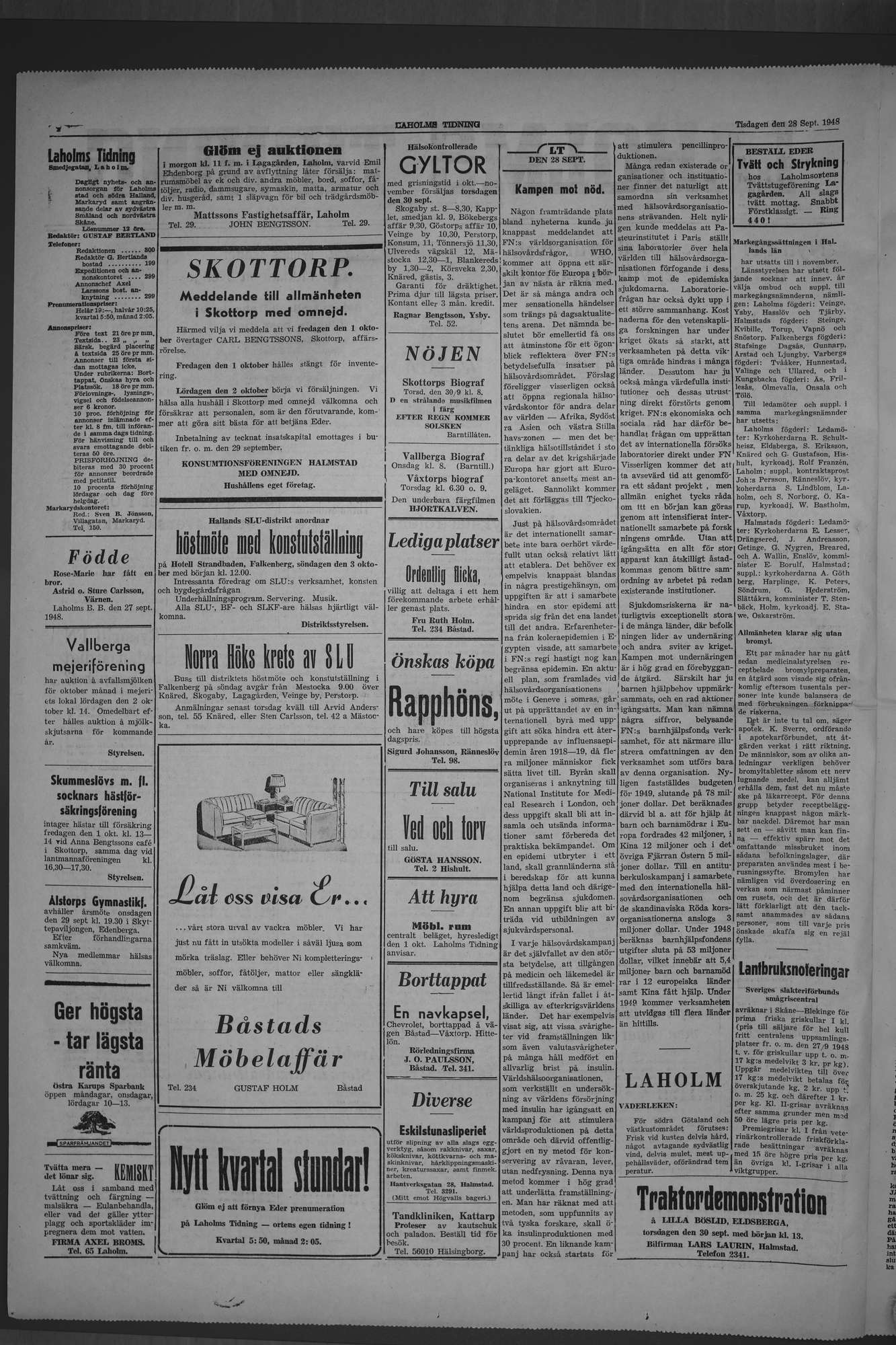 Laholms Tidning Tisdag 28 september 1948, sida 2