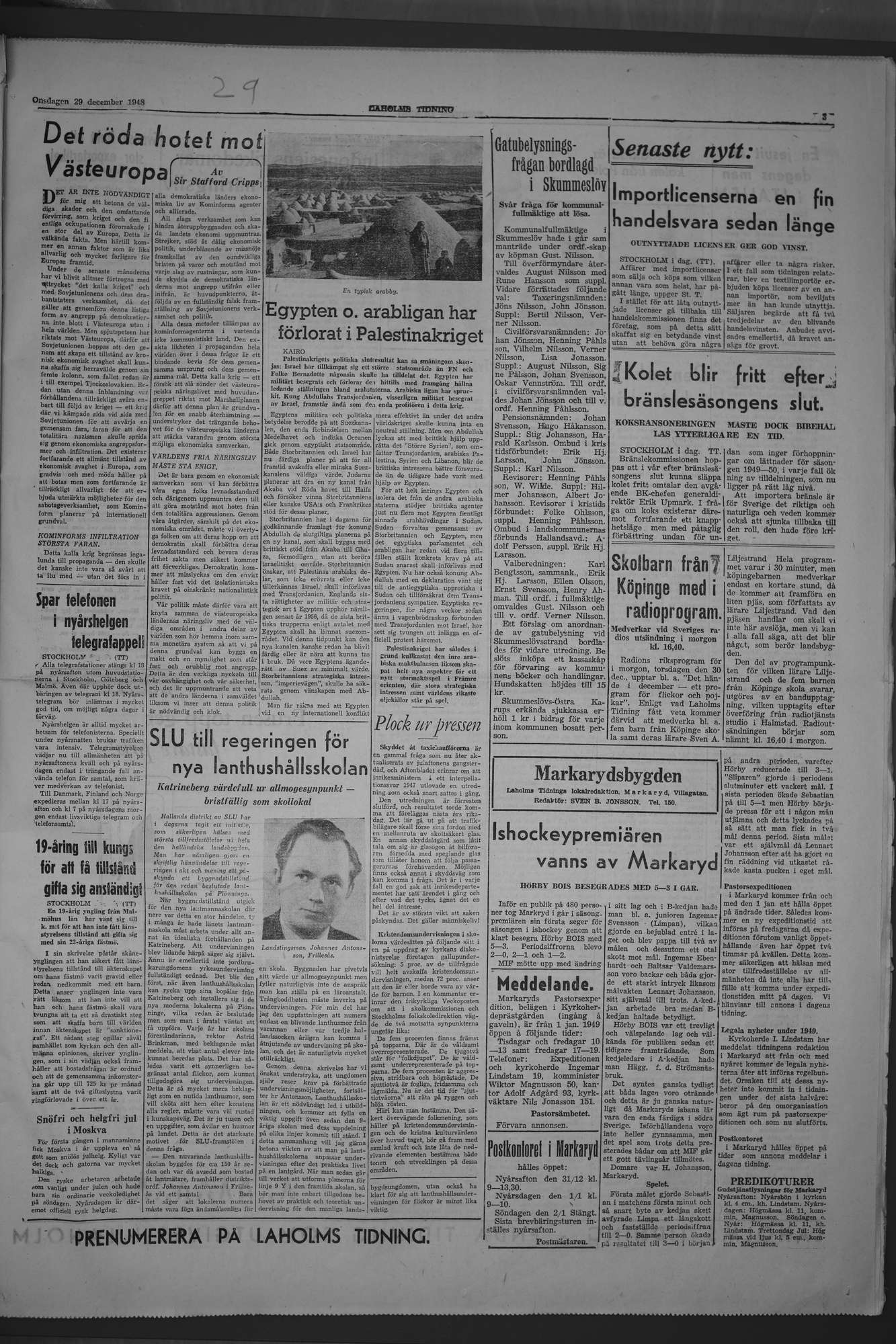 Laholms Tidning Onsdag 29 december 1948, sida 3