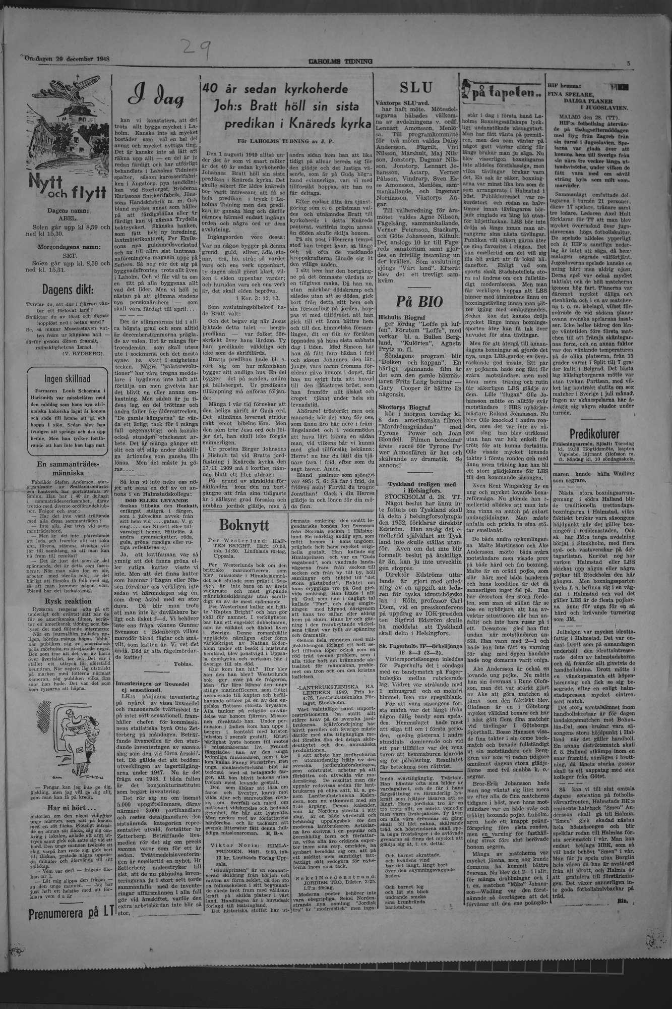 Laholms Tidning Onsdag 29 december 1948, sida 5