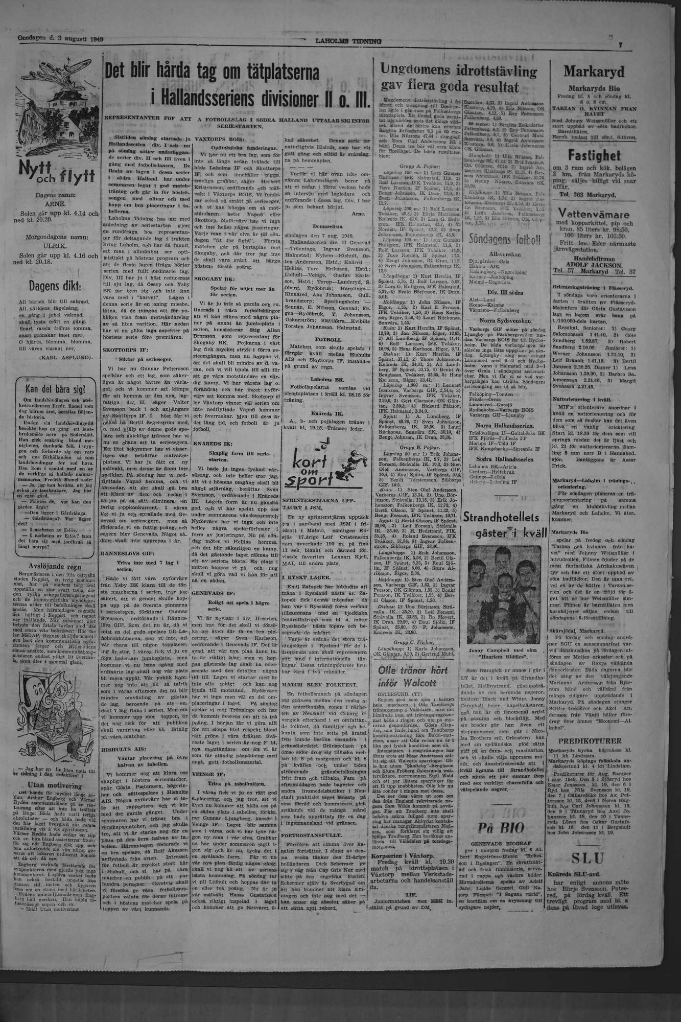 Laholms Tidning Torsdag 4 augusti 1949, sida 7