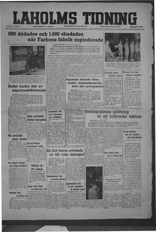 Förstasidan, Torsdag 29 juli 1948