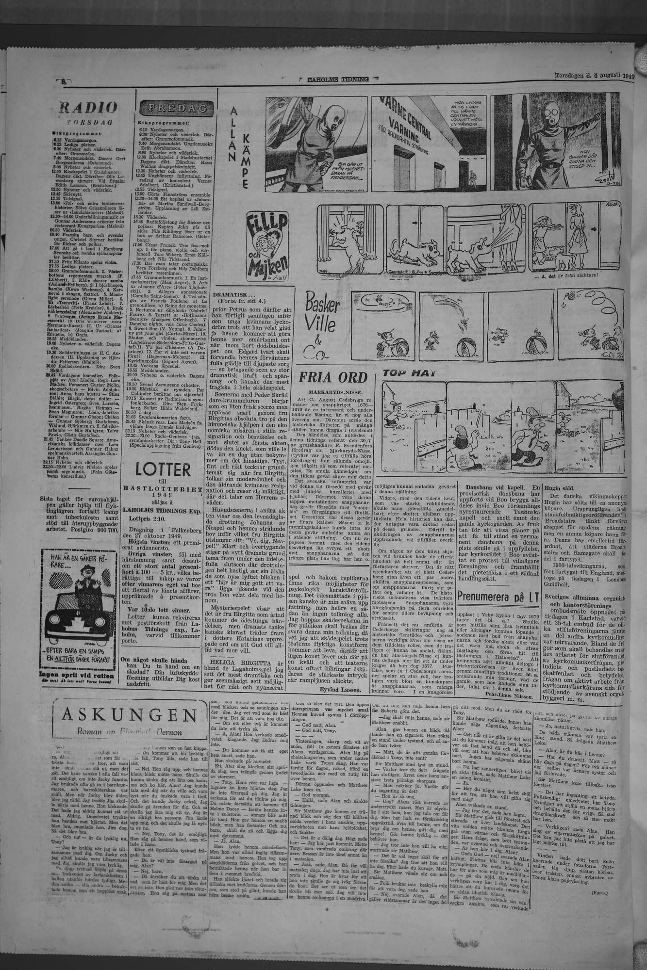 Laholms Tidning Torsdag 4 augusti 1949, sida 8