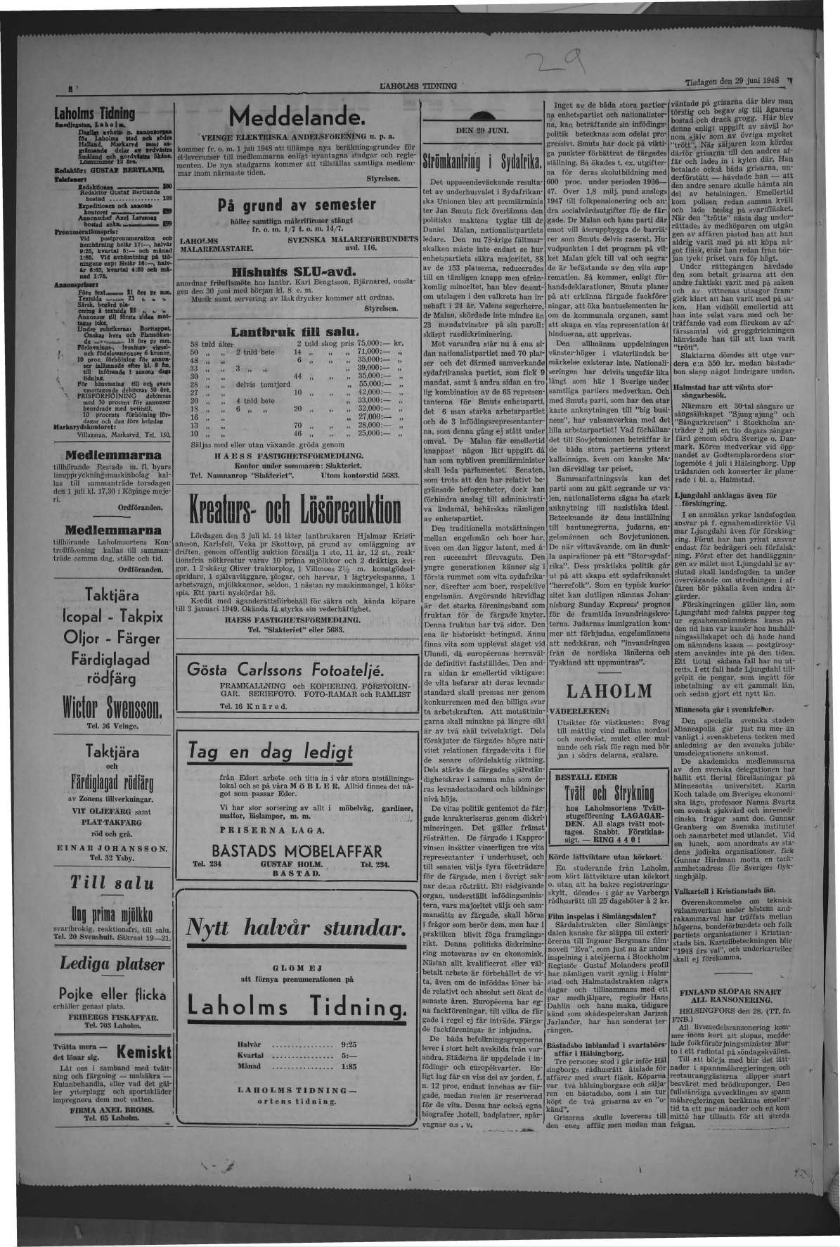 Laholms Tidning Tisdag 29 juni 1948, sida 2