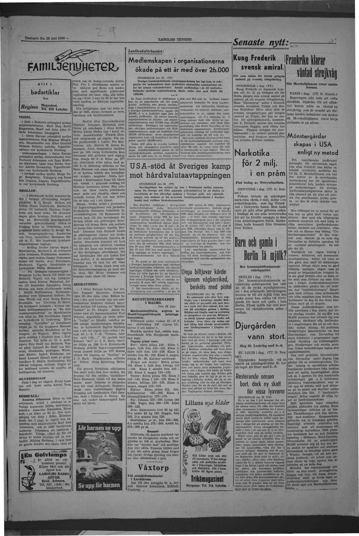 Laholms Tidning Tisdag 29 juni 1948, sida 3