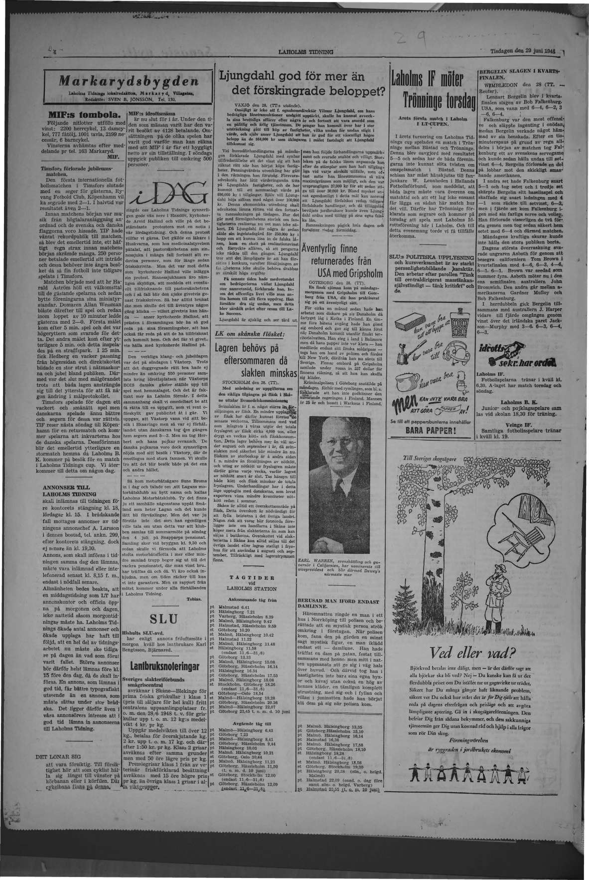 Laholms Tidning Tisdag 29 juni 1948, sida 4