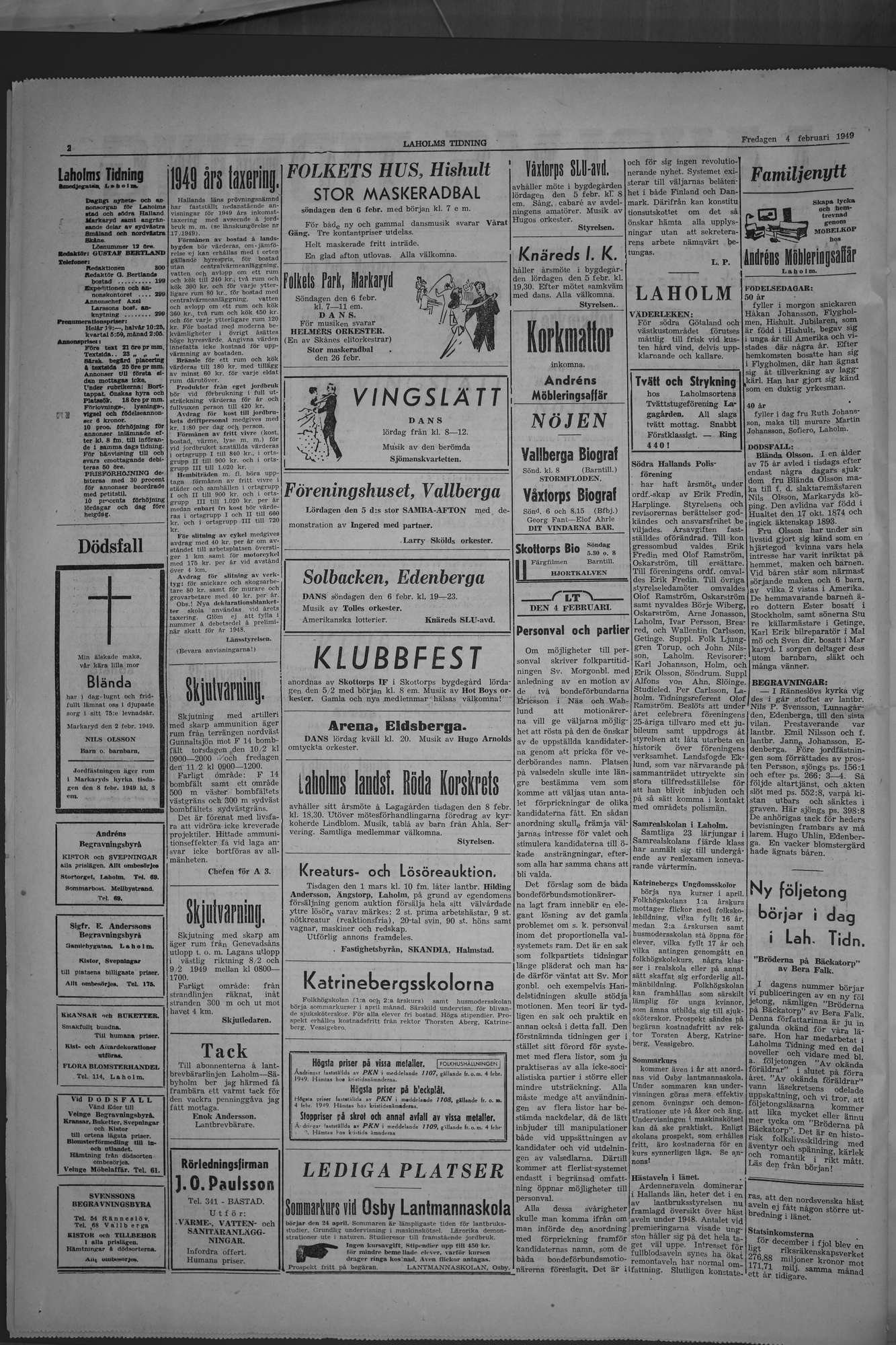 Laholms Tidning Fredag 4 februari 1949, sida 2