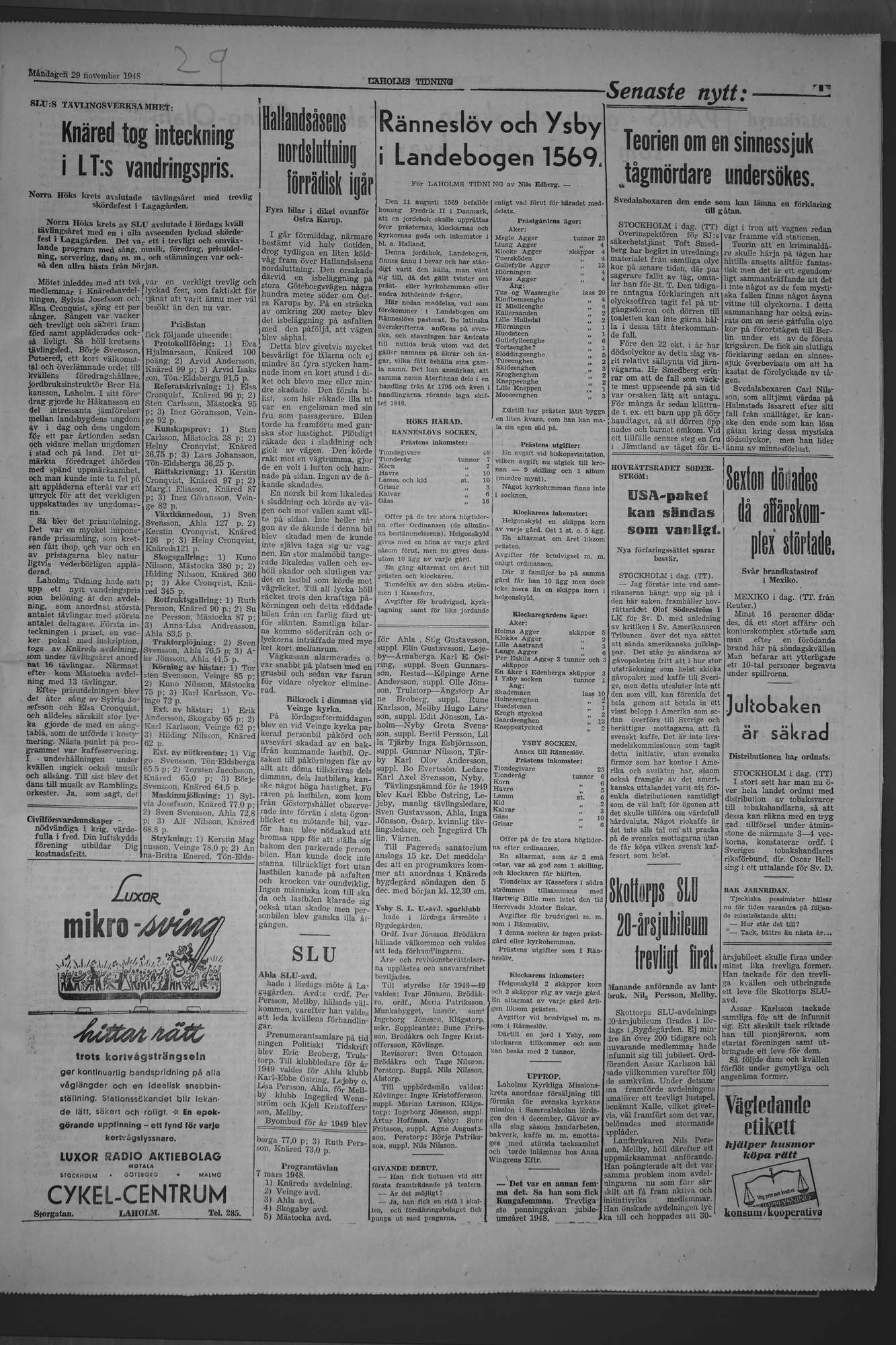 Laholms Tidning Måndag 29 november 1948, sida 3