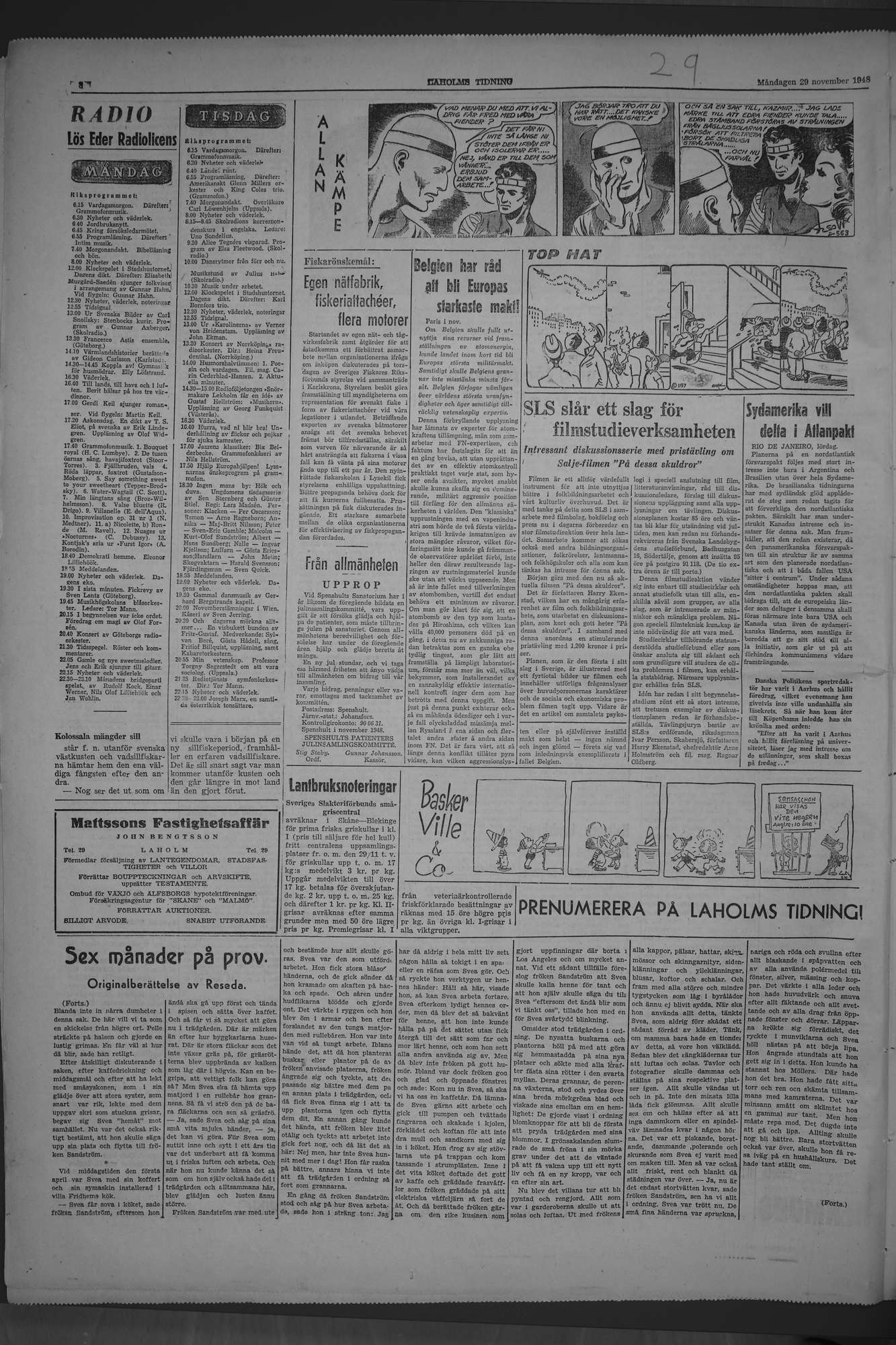 Laholms Tidning Måndag 29 november 1948, sida 6