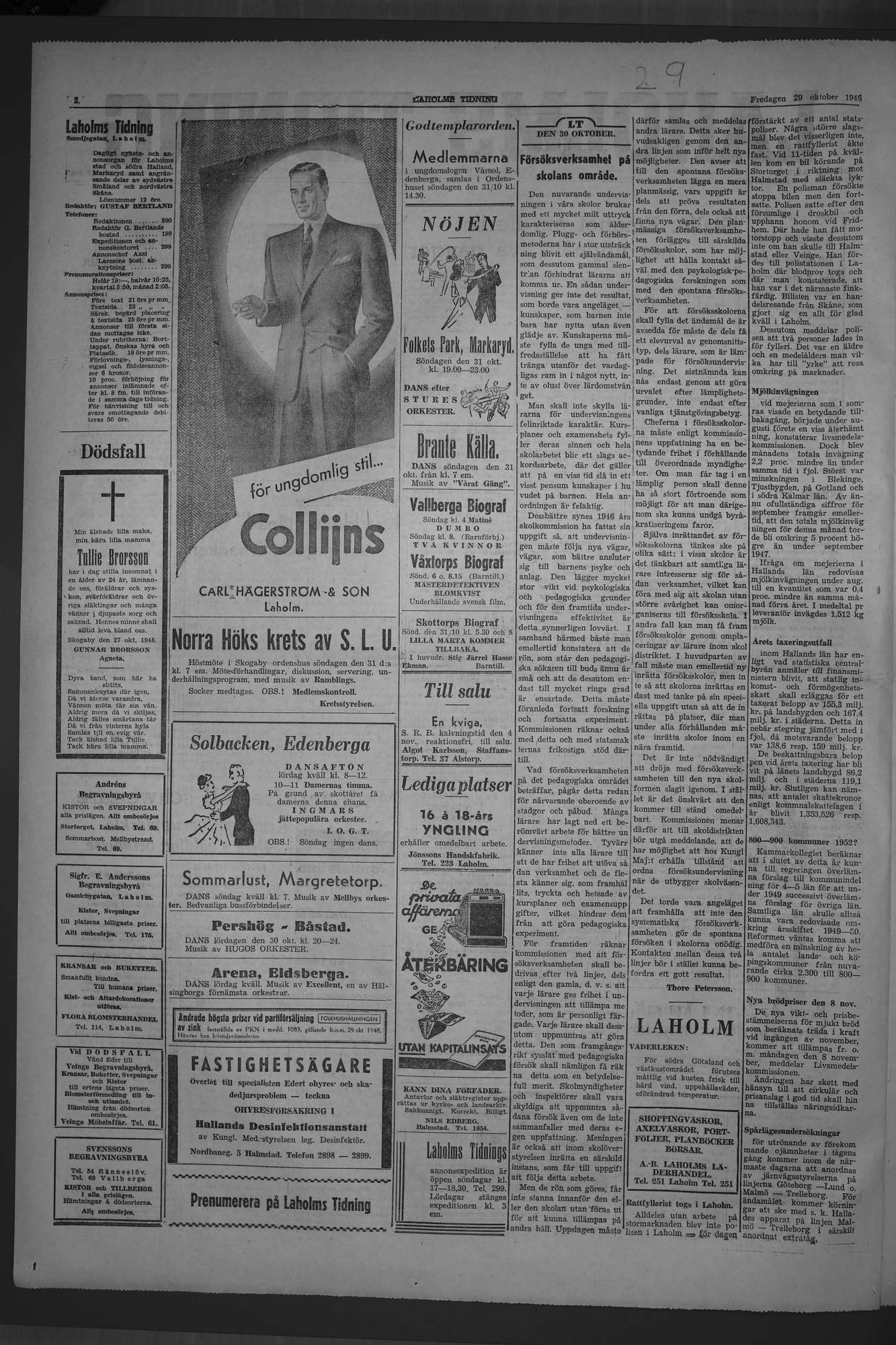 Laholms Tidning Fredag 29 oktober 1948, sida 2