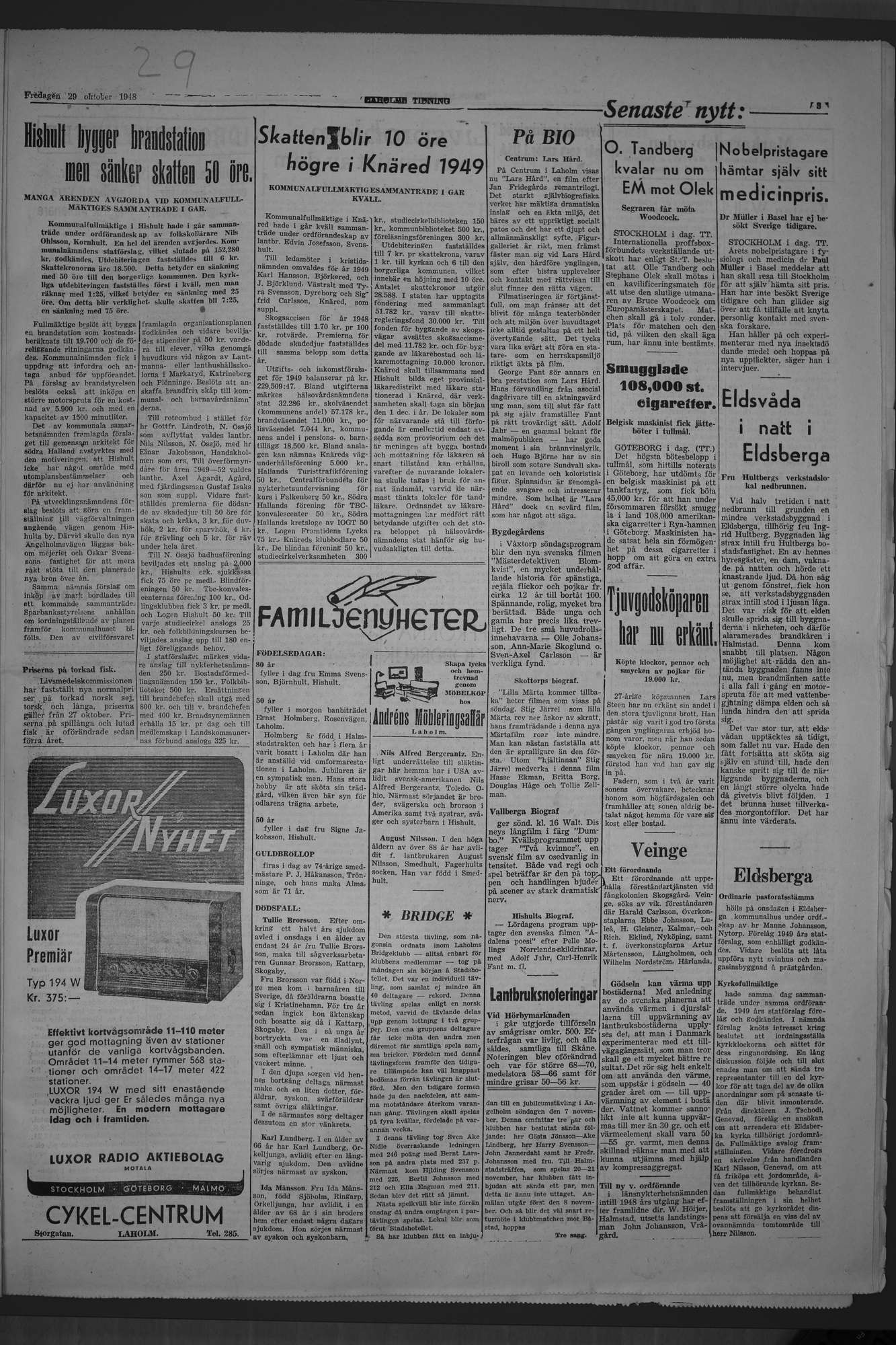 Laholms Tidning Fredag 29 oktober 1948, sida 3