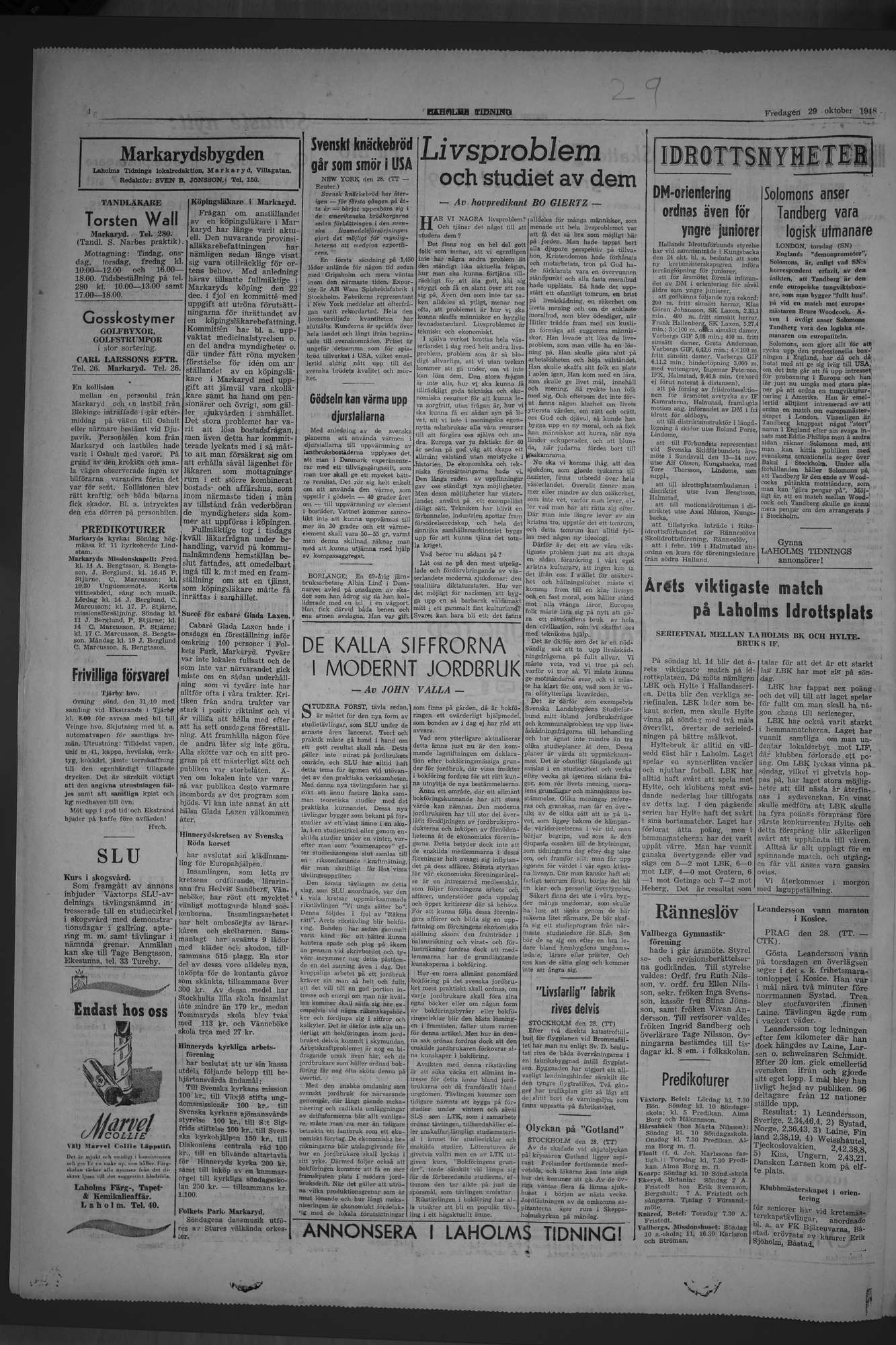Laholms Tidning Fredag 29 oktober 1948, sida 4