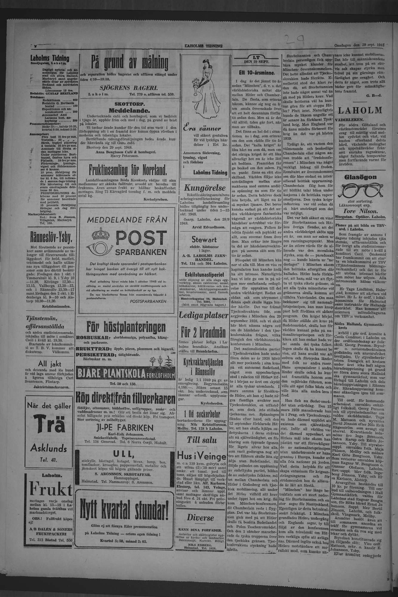 Laholms Tidning Onsdag 29 september 1948, sida 2