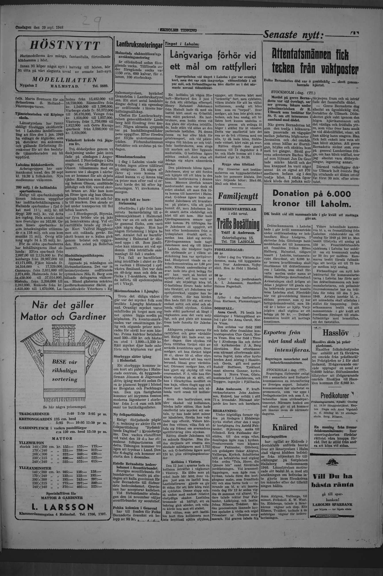 Laholms Tidning Onsdag 29 september 1948, sida 3