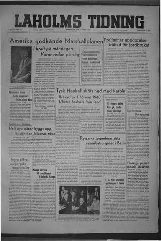 Förstasidan, Lördag 3 april 1948