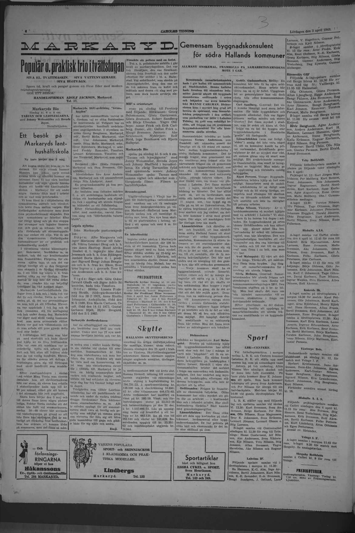 Laholms Tidning Lördag 3 april 1948, sida 4