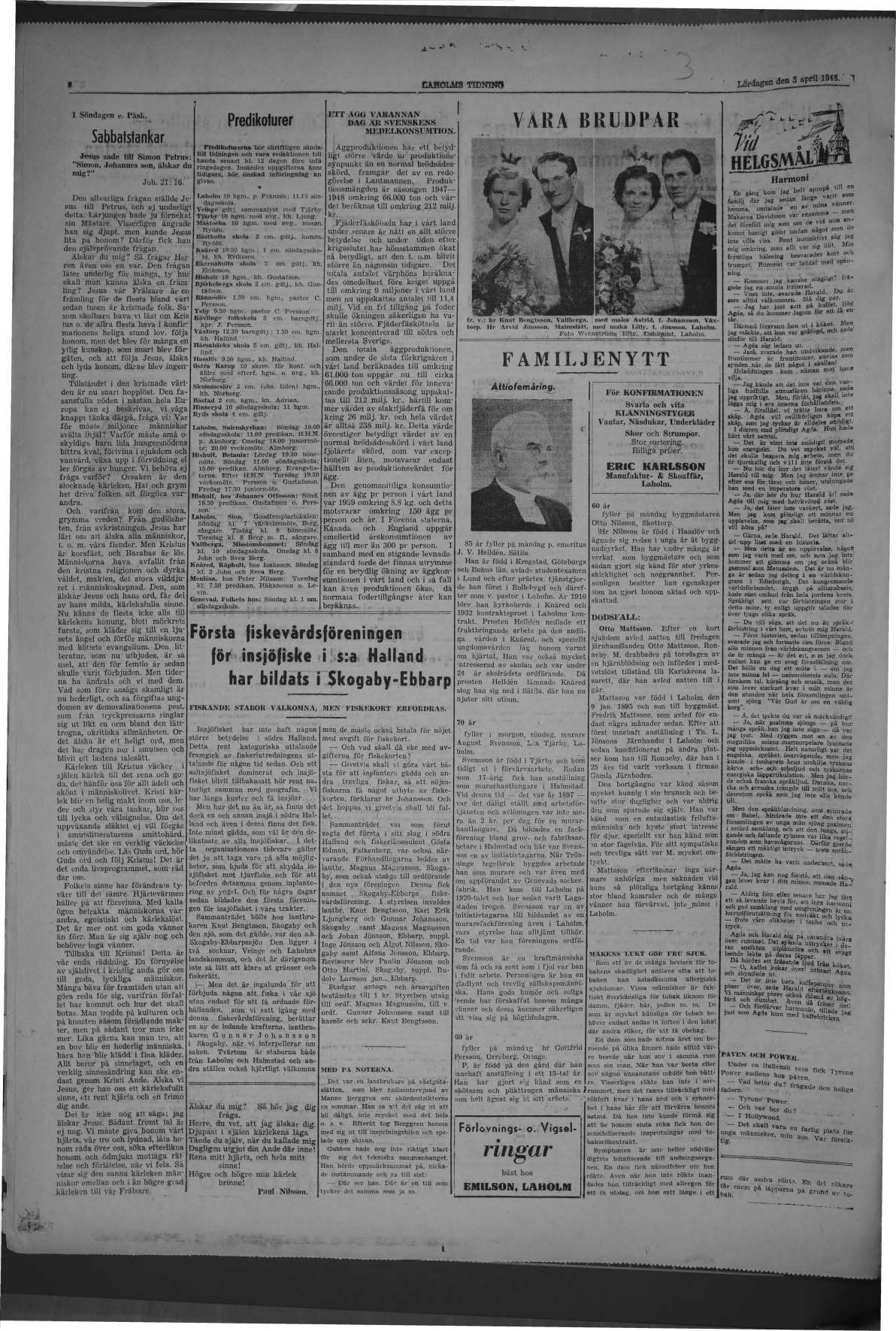 Laholms Tidning Lördag 3 april 1948, sida 6