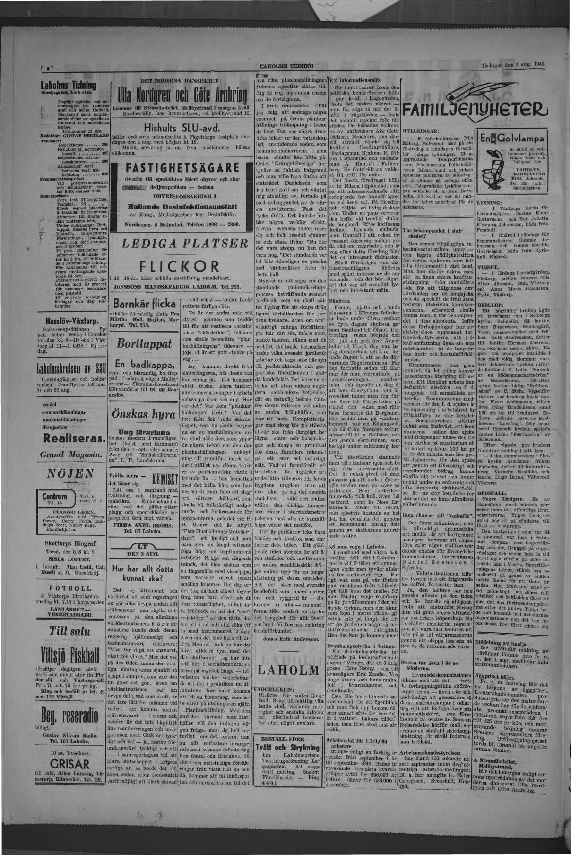 Laholms Tidning Tisdag 3 augusti 1948, sida 2