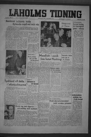 Förstasidan, Fredag 3 december 1948