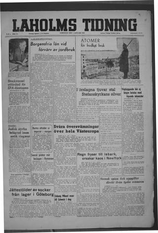 Förstasidan, Lördag 3 januari 1948