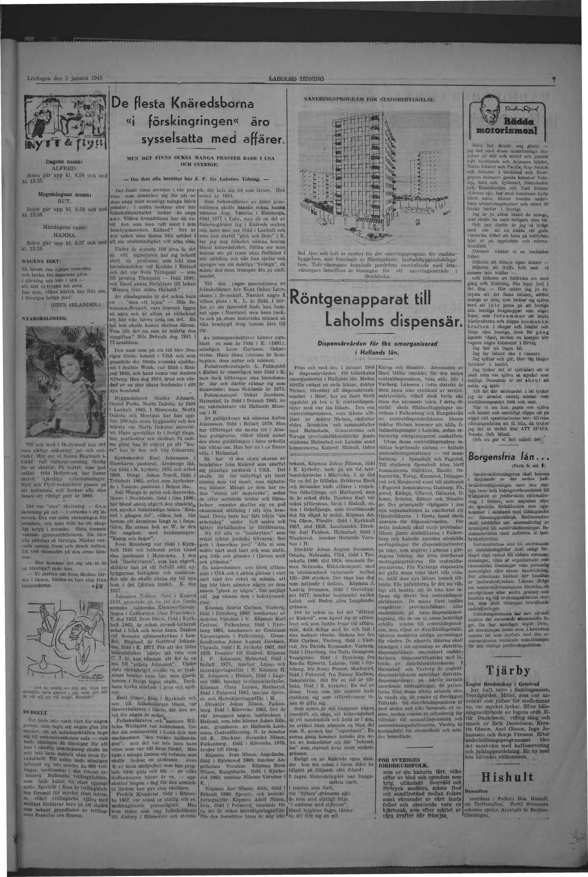 Laholms Tidning Lördag 3 januari 1948, sida 7