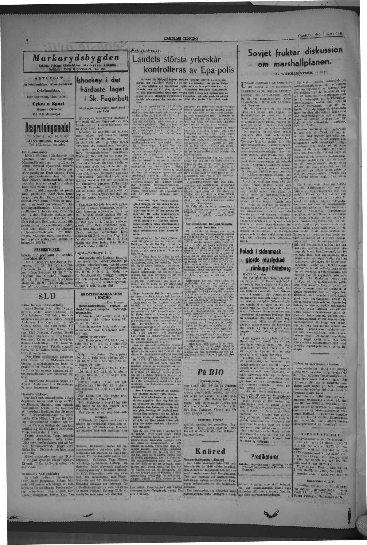 Laholms Tidning Onsdag 3 mars 1948, sida 4