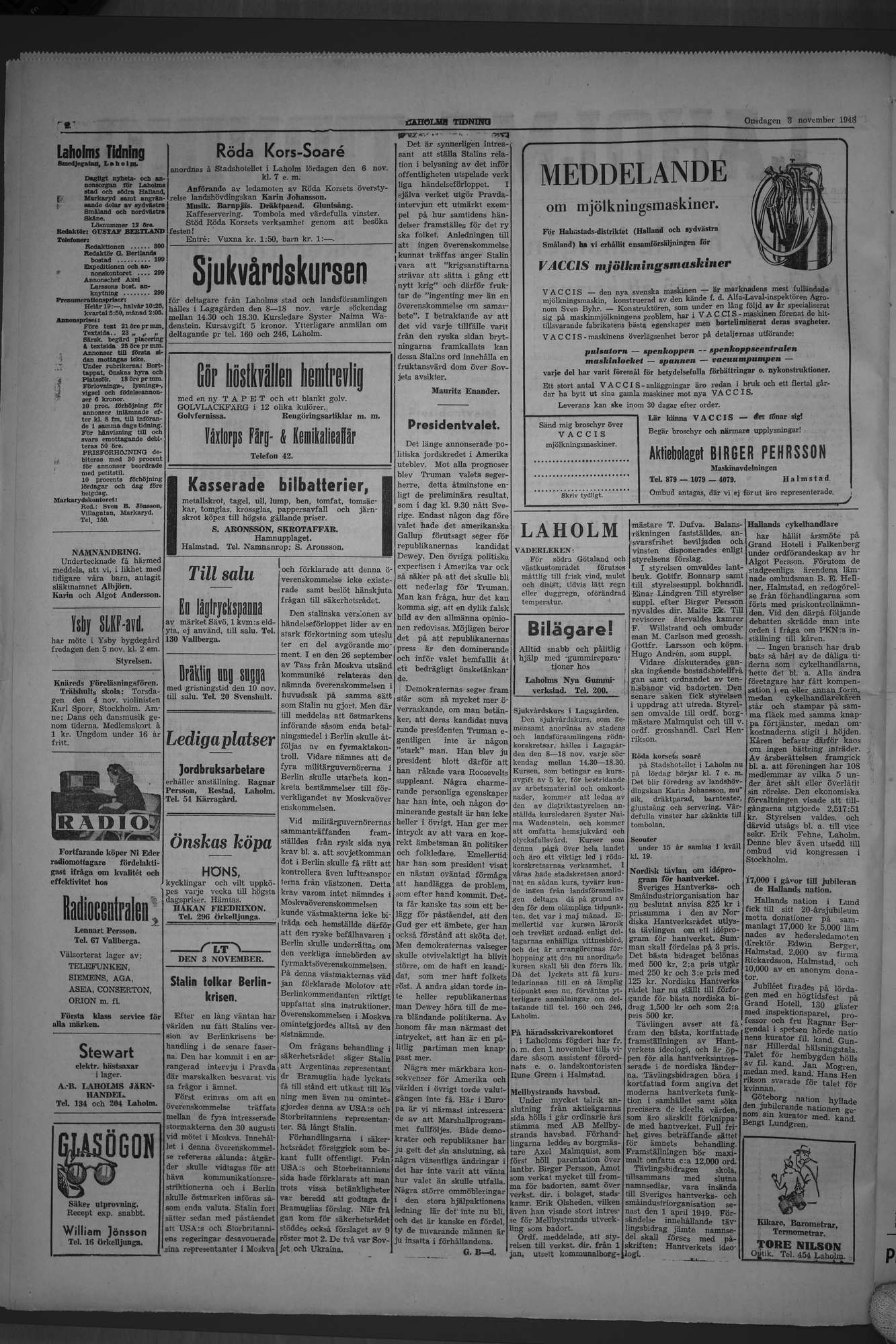 Laholms Tidning Onsdag 3 november 1948, sida 2