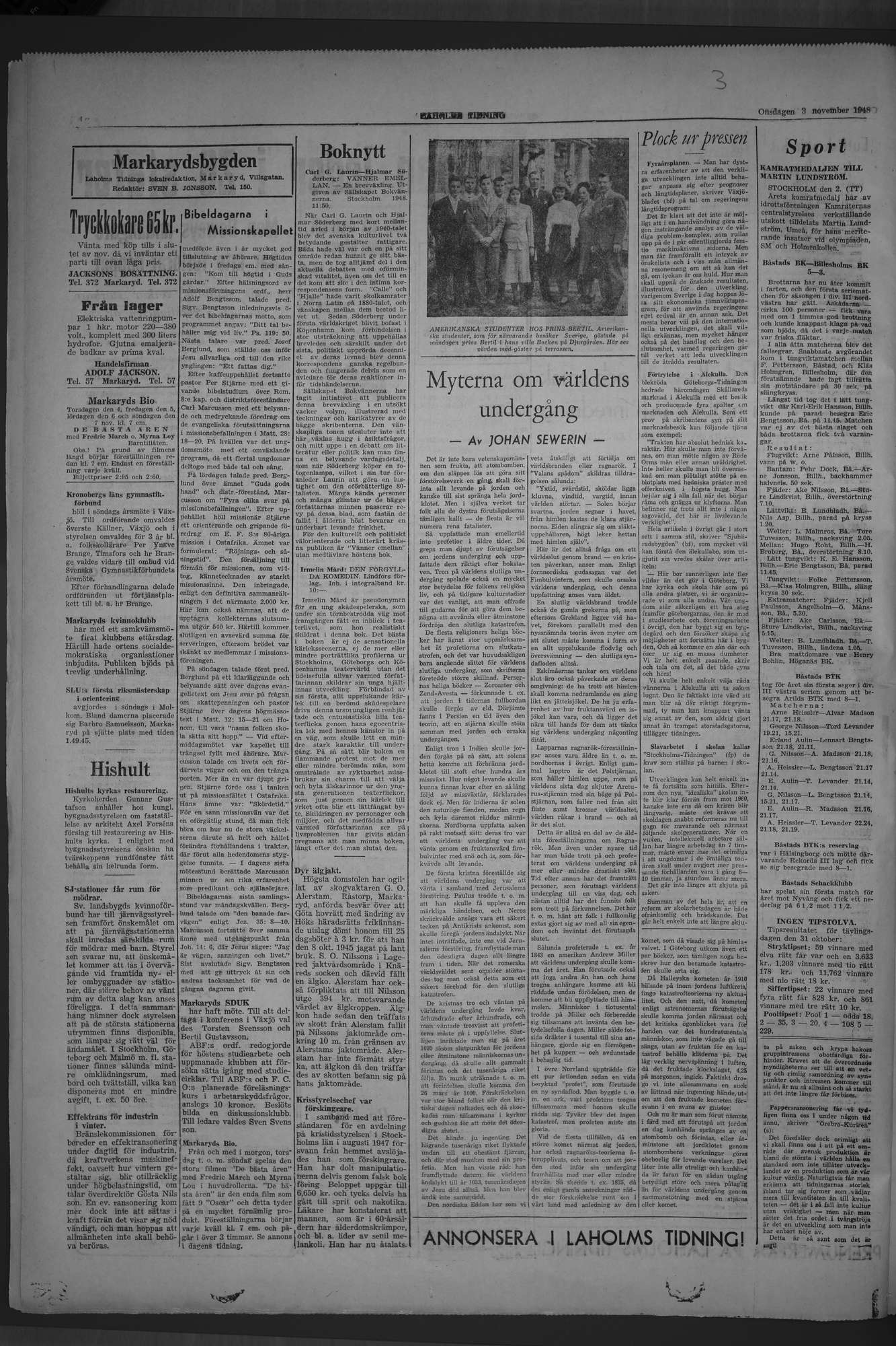 Laholms Tidning Onsdag 3 november 1948, sida 4